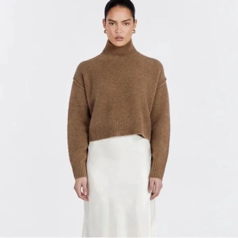 DISSH Brown Cropped Turtleneck Sweater